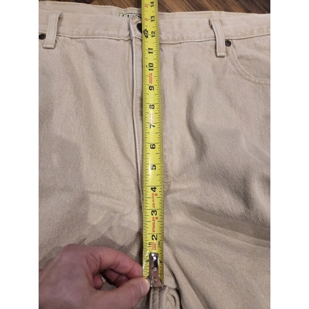 L.L.Bean Tan Flannel Lined Jeans Mens 42x29 Khaki Classic Fit Workwear Outdoor - Picture 14 of 14